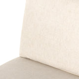 Crisp and clean, with natural panache. Slim, black-finished iron frames a floating ladderback of honey-finished oak and cream-colored high-performance seating. Rear handle detail adds a fashionable finishing touch. Performance fabrics are specially created to withstand spills, stains, high traffic and wear, ensuring long-term comfort and unmatched durability. Amethyst Home provides interior design, new construction, custom furniture, and area rugs in the Laguna Beach metro area.
