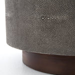 Featuring Crosby Charcoal Shagreen Side Table by Four Hands at Amethyst Home. Mixed materials and the simplest of shapes are sized to make a perfect side table. Reclaimed peroba wood is supported by a textural faux shagreen base in soft grey. This piece is designed in collaboration with Thomas Bina. Four Handsâ€™ partnership with the renowned Los Angeles furniture designer beg. Amethyst Home provides interior design, new construction, custom furniture, and area rugs in the Laguna Beach metro area.