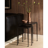 Featuring Dalston Antique Rust Nesting End Tables by Four Hands at Amethyst Home. Slender styling adopts depth from swirls of antique tones. Tapered legs with rounded feet bring balanced footing to streamlined shaping. Aluminum tops are squared-off and finished in a rich rust. Â  Large nesting table measures 16"W x 21.25"H. Small table measures 12.5"W x 18.25"H.
Collection: Marl. Amethyst Home provides interior design, new construction, custom furniture, and area rugs in the Alpharetta metro area.