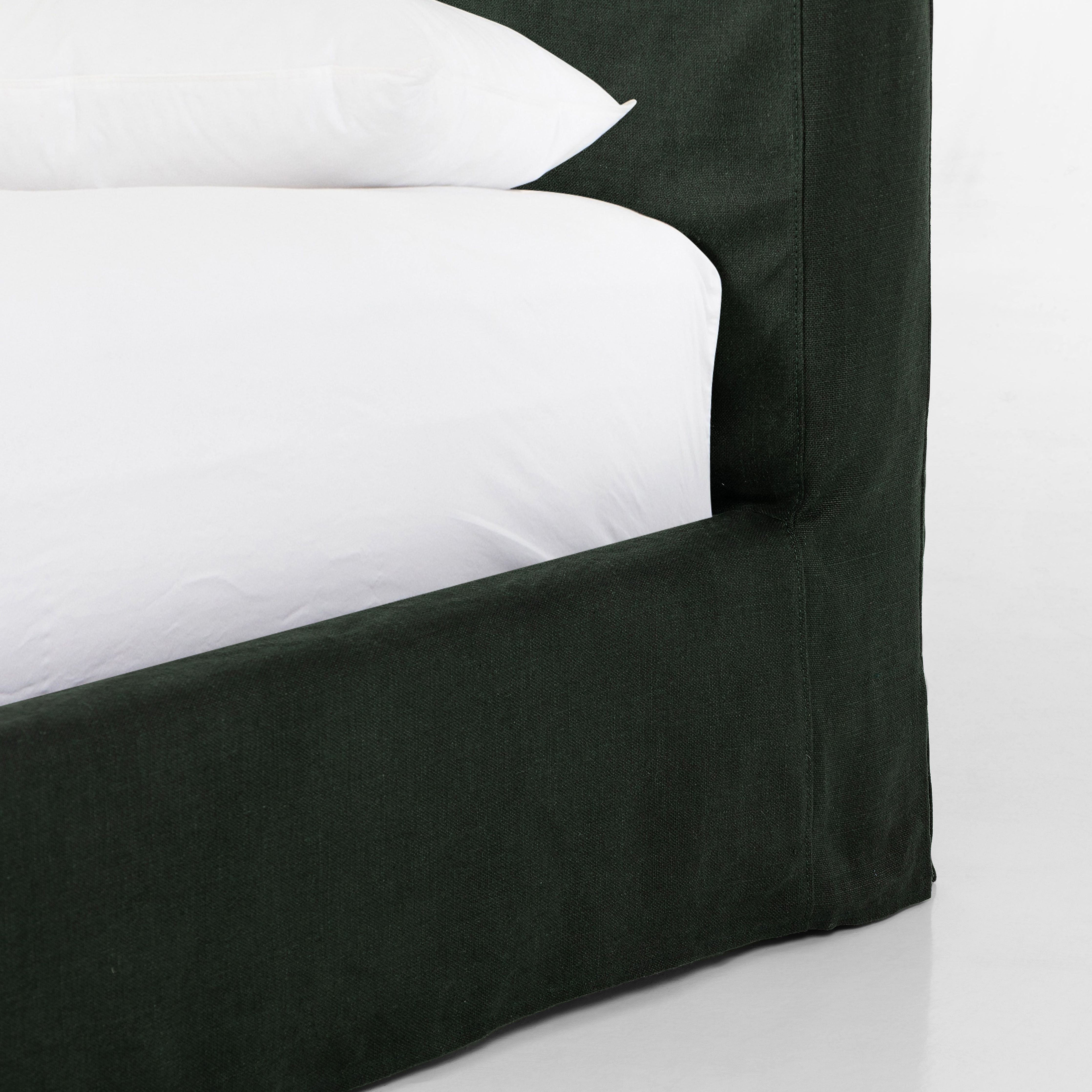 Featuring Daphne Brussels Pine Slipcover Bed by Four Hands at Amethyst Home. Grand high back and matte linen beauty -- the Daphne bed is a dream!
Slipcovered bed upholstered in sustainably made Belgian Linen. Naturally durable and soft to the touch, Libeco-sourced linens are artisan-made and free of toxic chemicals. Slipcovered styles are fully removable and machine-washable fo. Amethyst Home provides interior design, new construction, custom furniture and area rugs in the Newport Beach metro area