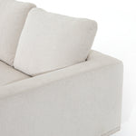Performance-grade fabric brings surprising livability to a show-stopping silhouette. Pristinely tailored ivory upholstery exudes elegance, with clean track arms and loose feather-blend cushioning for total comfort. Cushions not reversible. Amethyst Home provides interior design, new construction, custom furniture, and area rugs in the Salt Lake City metro area.