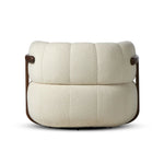 The ultimate in polished media style seating has arrived. Framed in oak, this 360-degree swivel chair is constructed with two separate pieces â€” the seat and the back. The piece features evenly spaced spring suspension and a soft snow textile stitched into 5.5-inch channels for stylish comfort.Collection: Farro Amethyst Home provides interior design, new home construction design consulting, vintage area rugs, and lighting in the Alpharetta metro area.