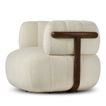 The ultimate in polished media style seating has arrived. Framed in oak, this 360-degree swivel chair is constructed with two separate pieces â€” the seat and the back. The piece features evenly spaced spring suspension and a soft snow textile stitched into 5.5-inch channels for stylish comfort.Collection: Farro Amethyst Home provides interior design, new home construction design consulting, vintage area rugs, and lighting in the Charlotte metro area.