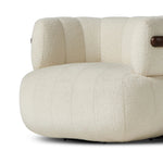 The ultimate in polished media style seating has arrived. Framed in oak, this 360-degree swivel chair is constructed with two separate pieces â€” the seat and the back. The piece features evenly spaced spring suspension and a soft snow textile stitched into 5.5-inch channels for stylish comfort.Collection: Farro Amethyst Home provides interior design, new home construction design consulting, vintage area rugs, and lighting in the Des Moines metro area.