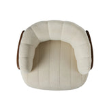 The ultimate in polished media style seating has arrived. Framed in oak, this 360-degree swivel chair is constructed with two separate pieces â€” the seat and the back. The piece features evenly spaced spring suspension and a soft snow textile stitched into 5.5-inch channels for stylish comfort.Collection: Farro Amethyst Home provides interior design, new home construction design consulting, vintage area rugs, and lighting in the Monterey metro area.