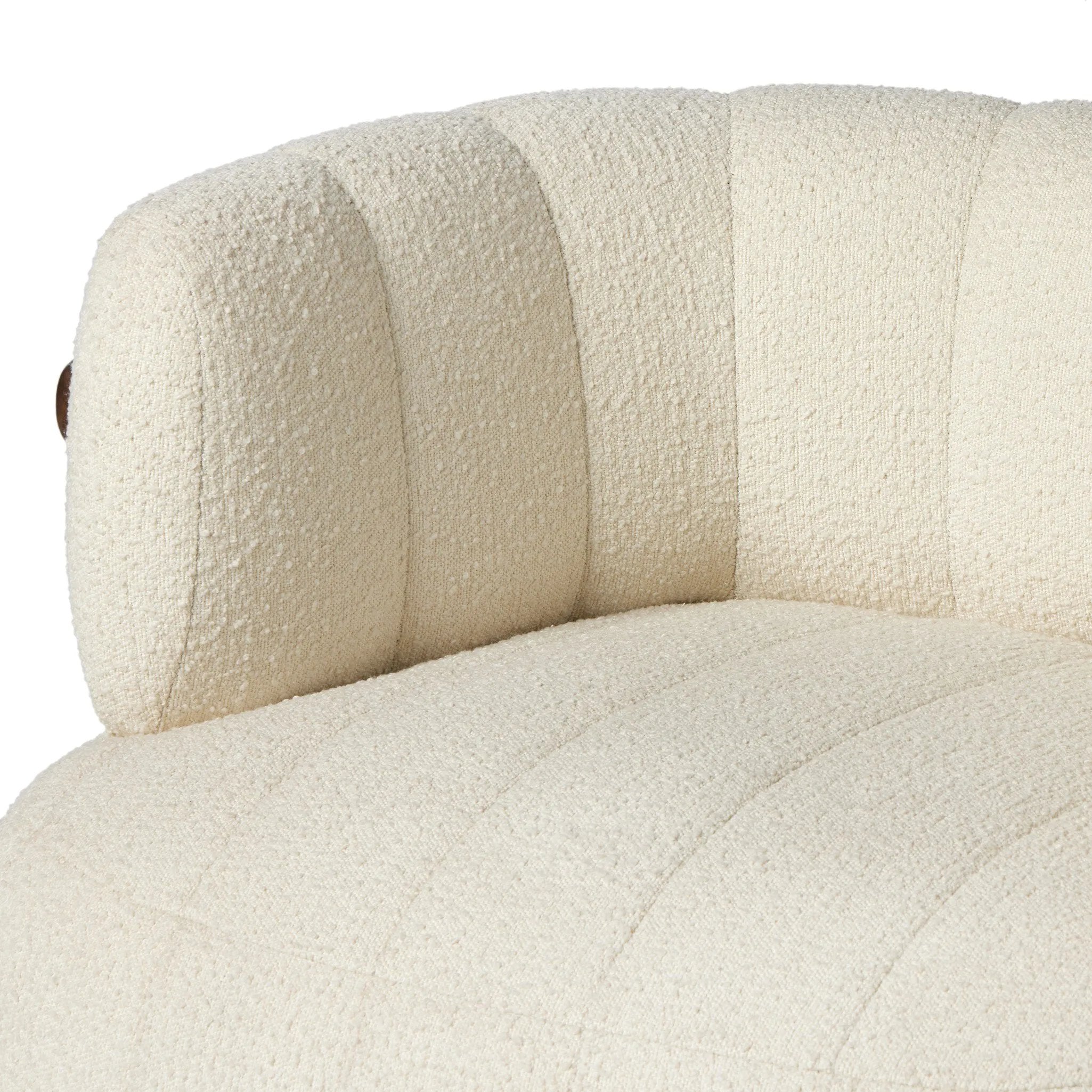 The ultimate in polished media style seating has arrived. Framed in oak, this 360-degree swivel chair is constructed with two separate pieces â€” the seat and the back. The piece features evenly spaced spring suspension and a soft snow textile stitched into 5.5-inch channels for stylish comfort.Collection: Farro Amethyst Home provides interior design, new home construction design consulting, vintage area rugs, and lighting in the Park City metro area.