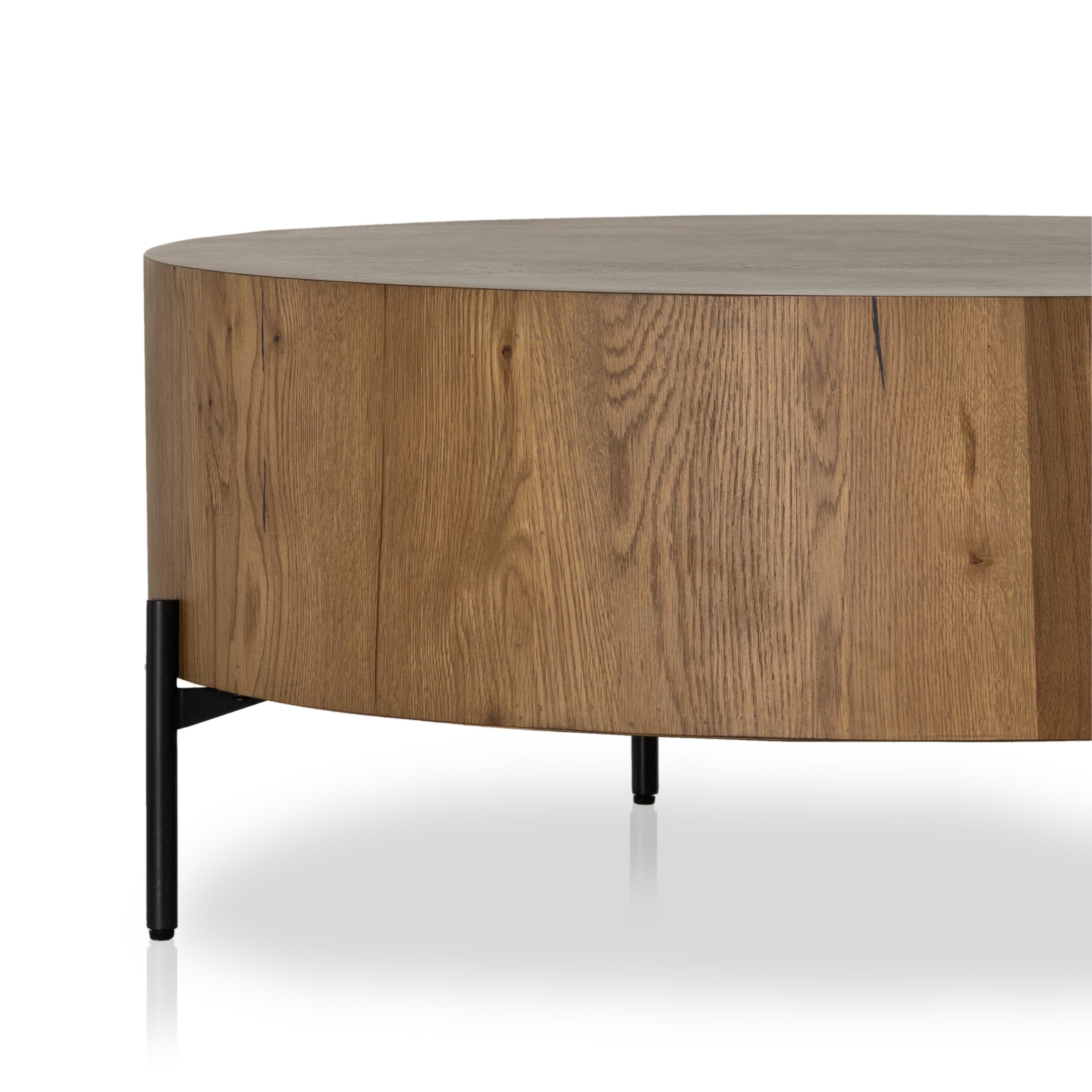 Featuring Eaton Amber Oak Drum Coffee Table by Four Hands at Amethyst Home. no descriptionOverall Dimensions: 38"W x 38"L x 16"H
Collection: HaidenColors: Dark Gunmetal ,Amber Oak ResinMaterials: Iron ,Thick Oak Veneer Weight: 55.12 lbsClearance from Floor: 6.0"Distance Between Legs (Front to Back): 19.75"Distance Between Legs (Side to Side): 19.75"Tabletop Thickness: 10.0". Amethyst Home provides interior design, new construction, custom furniture, and area rugs in the Monterey metro area.