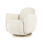 Featuring Enya Gibson White Swivel Chair by Four Hands at Amethyst Home. With soft volume and exaggerated curves, the Enya Gibson White Swivel Chair is upholstered with high-performance fabric atop a plinth-style swivel base. Performance fabrics are specially created to withstand spills, stains, high traffic and wear, ensuring long-term comfort and unmatched durability.
Overall Dimensions: 30". Amethyst Home provides interior design services, furniture, rugs, and lighting in the Austin metro area.