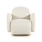 Featuring Enya Gibson White Swivel Chair by Four Hands at Amethyst Home. With soft volume and exaggerated curves, the Enya Gibson White Swivel Chair is upholstered with high-performance fabric atop a plinth-style swivel base. Performance fabrics are specially created to withstand spills, stains, high traffic and wear, ensuring long-term comfort and unmatched durability.
Overall Dimensions: . Amethyst Home provides interior design services, furniture, rugs, and lighting in the Calabasas metro area.