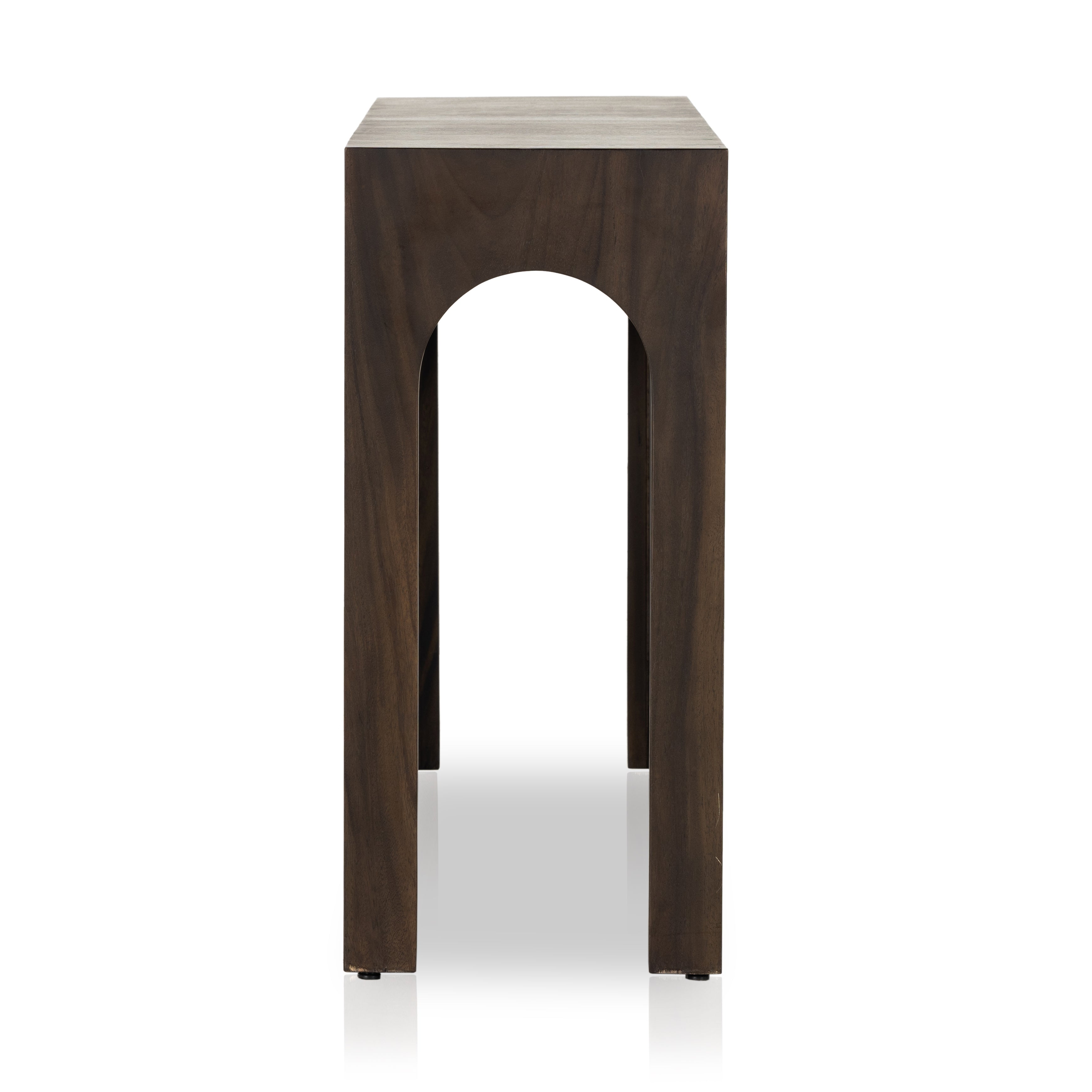 Featuring Fausto Smoked Guanacaste Console Table by Four Hands at Amethyst Home. Clean and simple, with great impact. Made from smoked Guanacaste, shapely arches and block corners speak to the architectural inspiration behind this eye-catching console table.
Collection: WessonColors: Smoked GuanacasteMaterials: Guanacaste VeneerOverall Dimensions: 70"W x 16"L x 35"H Weight: 103.0. Amethyst Home provides interior design, new construction, custom furniture, and area rugs in the San Diego metro area.