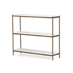 Featuring Felix Antique Brass Small Console Table by Four Hands at Amethyst Home. Add a pop of sophistication to any space. Polished white marble lays three tiers of smooth shelving for an open style with plenty of surface area. Antique brass framing places a feminine spin on console storage.
Overall Dimensions: 36"W x 10"L x 31"HColors: Antique Brass, Polish. Amethyst Home provides interior design, new home construction design consulting, vintage area rugs, and lighting in the Houston metro area.