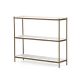 Featuring Felix Antique Brass Small Console Table by Four Hands at Amethyst Home. Add a pop of sophistication to any space. Polished white marble lays three tiers of smooth shelving for an open style with plenty of surface area. Antique brass framing places a feminine spin on console storage.
Overall Dimensions: 36"W x 10"L x 31"HColors: Antique Brass, Polish. Amethyst Home provides interior design, new home construction design consulting, vintage area rugs, and lighting in the Houston metro area.