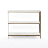 Featuring Felix Antique Brass Small Console Table by Four Hands at Amethyst Home. Add a pop of sophistication to any space. Polished white marble lays three tiers of smooth shelving for an open style with plenty of surface area. Antique brass framing places a feminine spin on console storage.
Overall Dimensions: 36"W x 10"L x 31"HColors: Antique Brass, Poli. Amethyst Home provides interior design, new home construction design consulting, vintage area rugs, and lighting in the Park City metro area.