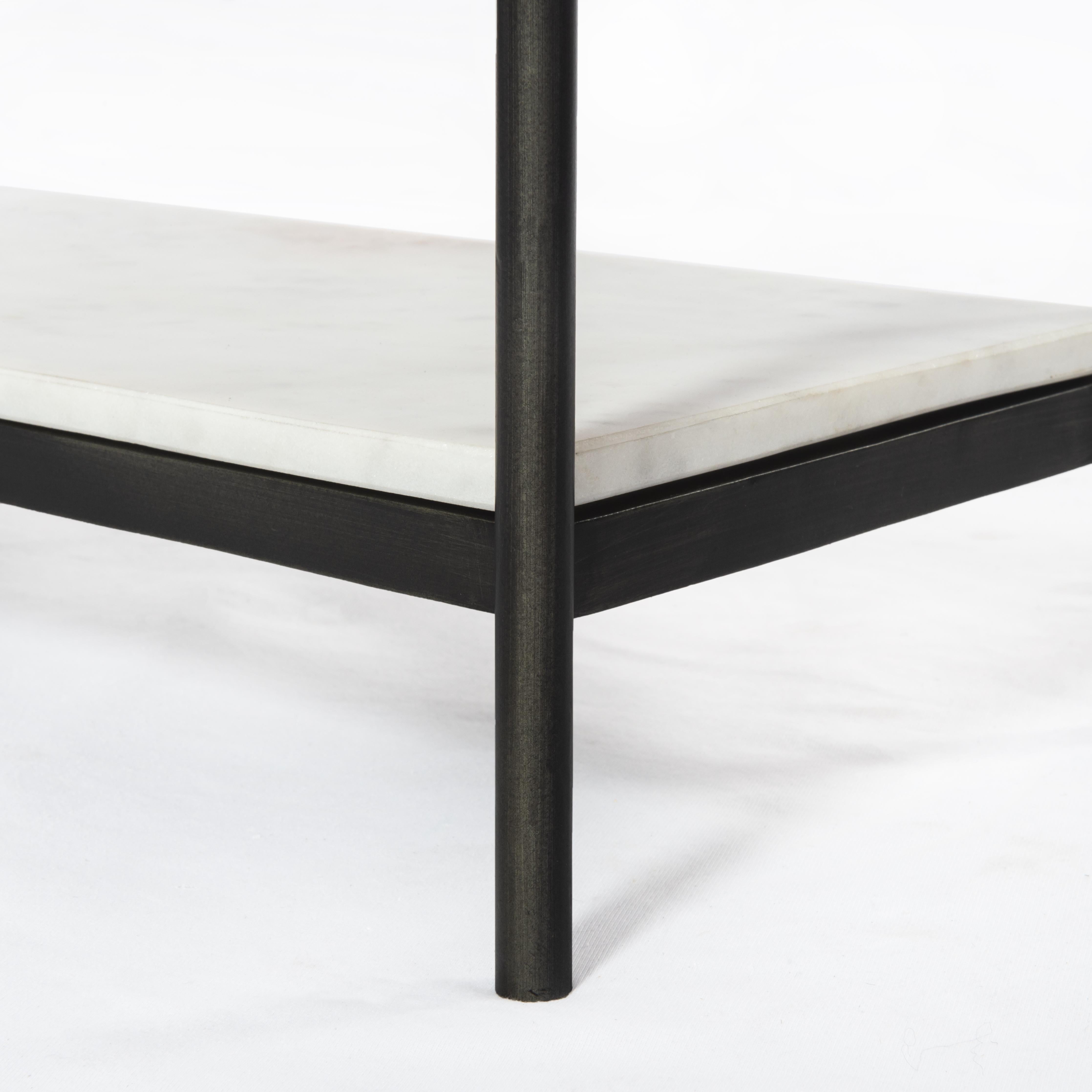 Featuring Felix Hammered Grey Small Console Table by Four Hands at Amethyst Home. Add a pop of sophistication to any space. Polished white marble lays three tiers of smooth shelving for an open style with plenty of surface area. Hammered grey framing places a feminine-industrial spin on console storage.
Overall Dimensions: 36"W x 10"L x 31"HColors: Hammere. Amethyst Home provides interior design, new home construction design consulting, vintage area rugs, and lighting in the Washington metro area.