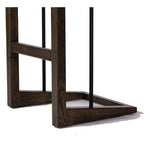 Featuring Finn Sienna Brown Oak Bar Stool by Four Hands at Amethyst Home. A stunner from every angle, this architecturally inspired stool features an angular base crafted from solid oak with two iron rods for added support and visual interest. Seat is upholstered in a linen/cotton/poly blend performance fabric with subtle texture throughout. Performance fa. Amethyst Home provides interior design, new home construction design consulting, vintage area rugs, and lighting in the Alpharetta metro area.