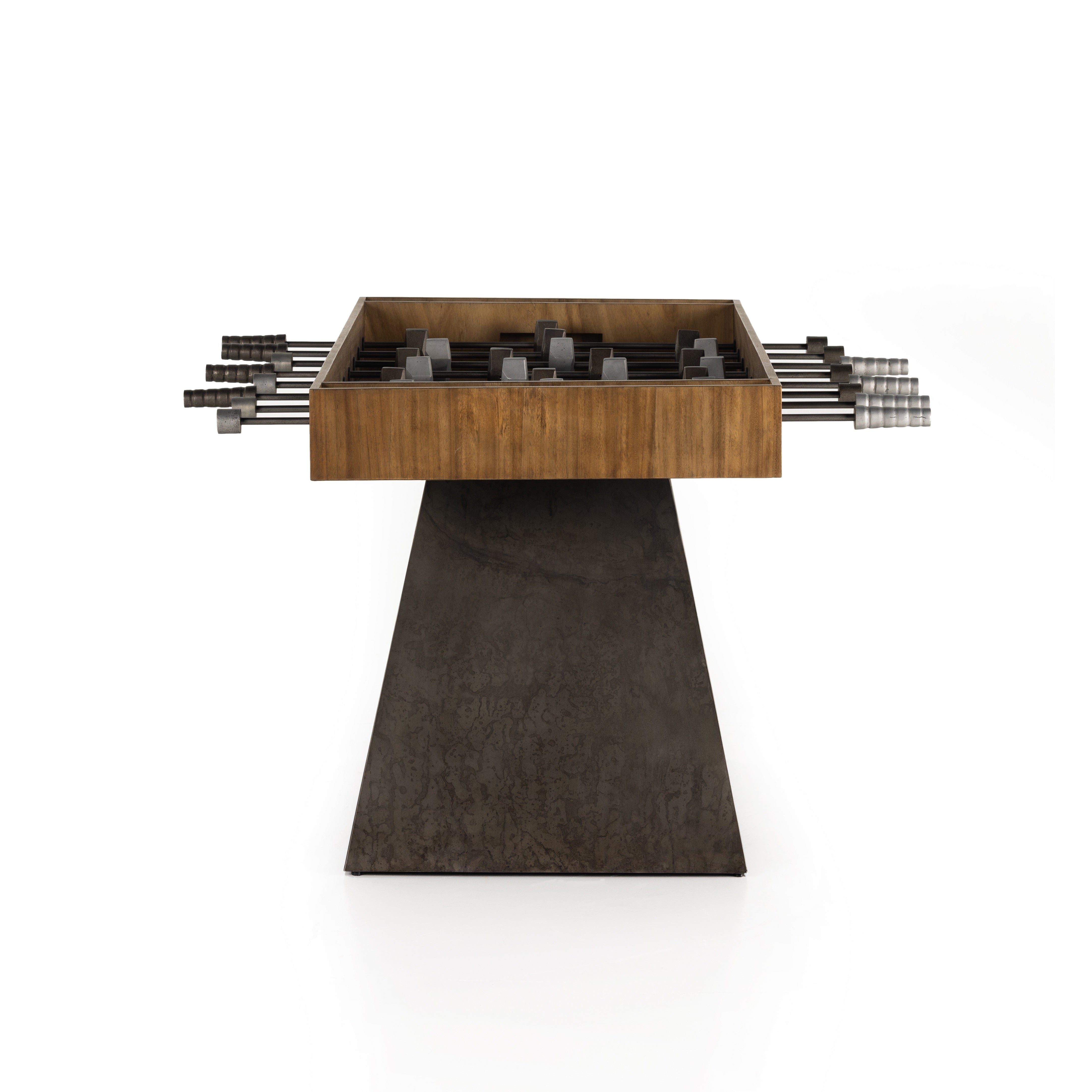 Handmade by skilled artisans, the Foosball Natural Brown Guanacaste Table is a one-of-a-kind game that features a beautiful blend of hand-finished Guanacaste wood and metal that’s been aged through a manual, month-long process using natural elements to bring unique character to each piece. Includes three balls. Amethyst Home provides interior design services, furniture, rugs, and lighting in the Portland metro area.