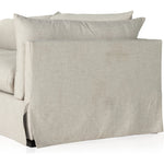 Featuring Habitat Bennett Moon Sofa by Four Hands at Amethyst Home. A slipcovered sofa made for modern living. Shelter arms and big, pillow-inspired cushions are covered in a durable, comfortable fabric prime for lounging. Performance fabrics are specially created to withstand spills, stains, high traffic and wear, ensuring long-term comfort and unmatched dur. Amethyst Home provides interior design, new home construction design consulting, vintage area rugs, and lighting in the Houston metro area.