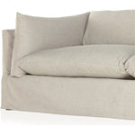 Featuring Habitat Bennett Moon Sofa by Four Hands at Amethyst Home. A slipcovered sofa made for modern living. Shelter arms and big, pillow-inspired cushions are covered in a durable, comfortable fabric prime for lounging. Performance fabrics are specially created to withstand spills, stains, high traffic and wear, ensuring long-term comfort and unmatch. Amethyst Home provides interior design, new home construction design consulting, vintage area rugs, and lighting in the Newport Beach metro area.