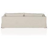 Featuring Habitat Bennett Moon Sofa by Four Hands at Amethyst Home. A slipcovered sofa made for modern living. Shelter arms and big, pillow-inspired cushions are covered in a durable, comfortable fabric prime for lounging. Performance fabrics are specially created to withstand spills, stains, high traffic and wear, ensuring long-term comfort and unmatched dur. Amethyst Home provides interior design, new home construction design consulting, vintage area rugs, and lighting in the Seattle metro area.