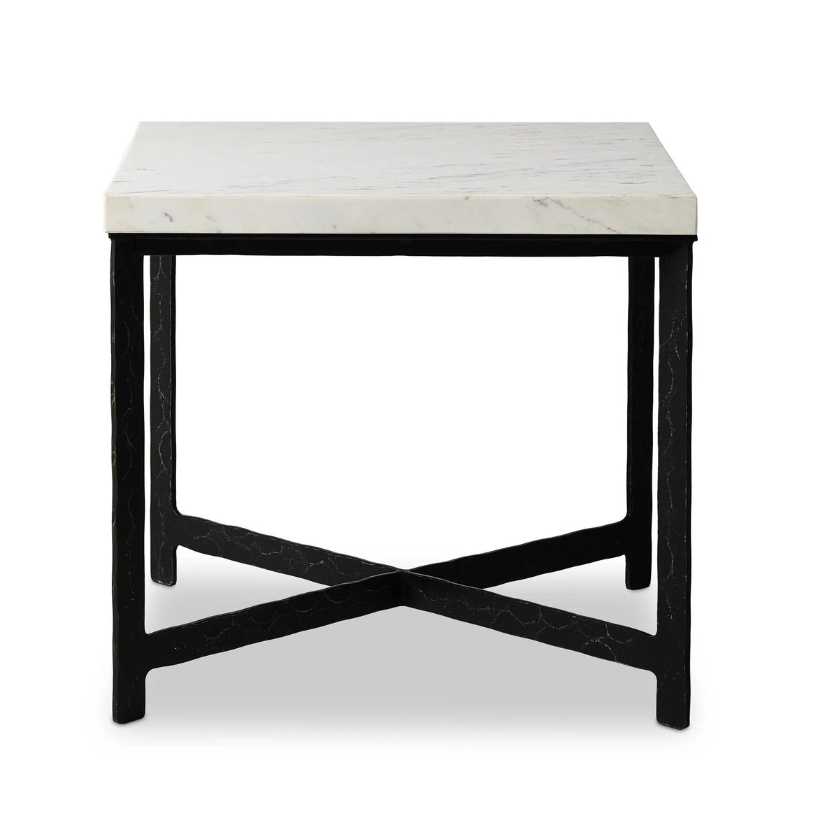 Hammered White Marble Iron End Table | ready to ship!