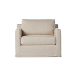 Featuring Hampton Creme Slipcover Swivel Chair by Four Hands at Amethyst Home. Proudly built by American makers using US-sourced materials and mechanisms. This classic swivel chair features clean track arms, a high, supportive back, feather filling and a 360-degree swivel. Upholstered with a fully removable slipcover of PFAS-free performance fabric that can b. Amethyst Home provides interior design, new home construction design consulting, vintage area rugs, and lighting in the Houston metro area.