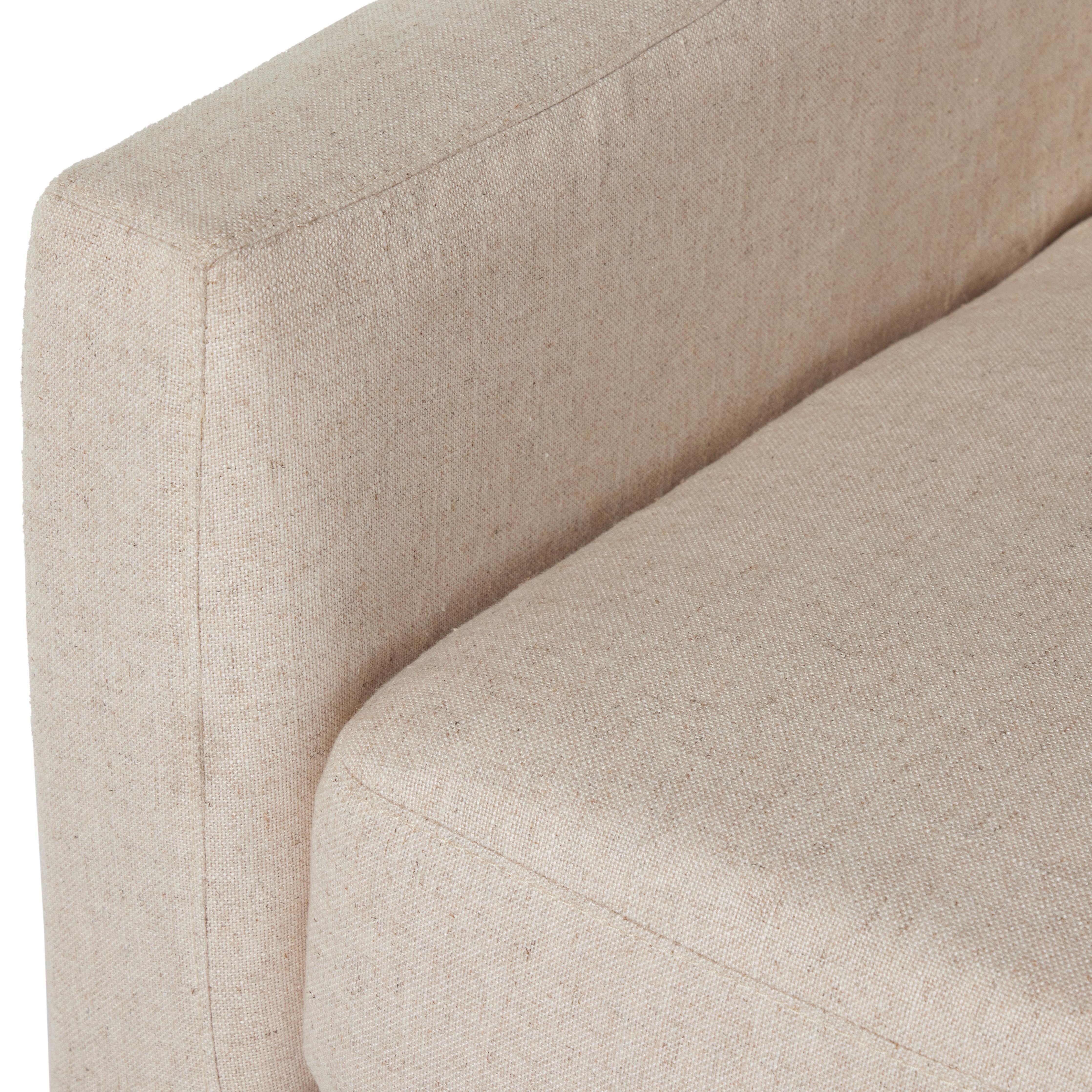 Featuring Hampton Creme Slipcover Swivel Chair by Four Hands at Amethyst Home. Proudly built by American makers using US-sourced materials and mechanisms. This classic swivel chair features clean track arms, a high, supportive back, feather filling and a 360-degree swivel. Upholstered with a fully removable slipcover of PFAS-free performance fabric that can. Amethyst Home provides interior design, new home construction design consulting, vintage area rugs, and lighting in the San Diego metro area.