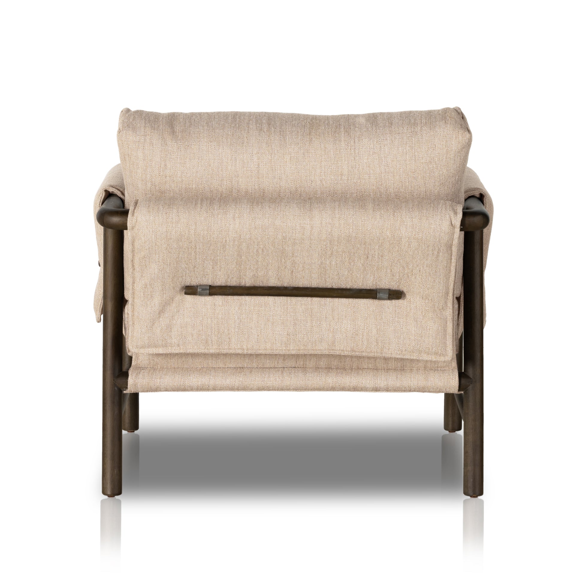 Details make the chair. With poly-blend performance fabric that wraps each arm, faux toggles add an element of interest to midcentury-inspired seating in a wheat hue, with softly sculpted parawood framing carrying out a beautiful neutral look. Amethyst Home provides interior design, new construction, custom furniture, and area rugs in the Houston metro area.