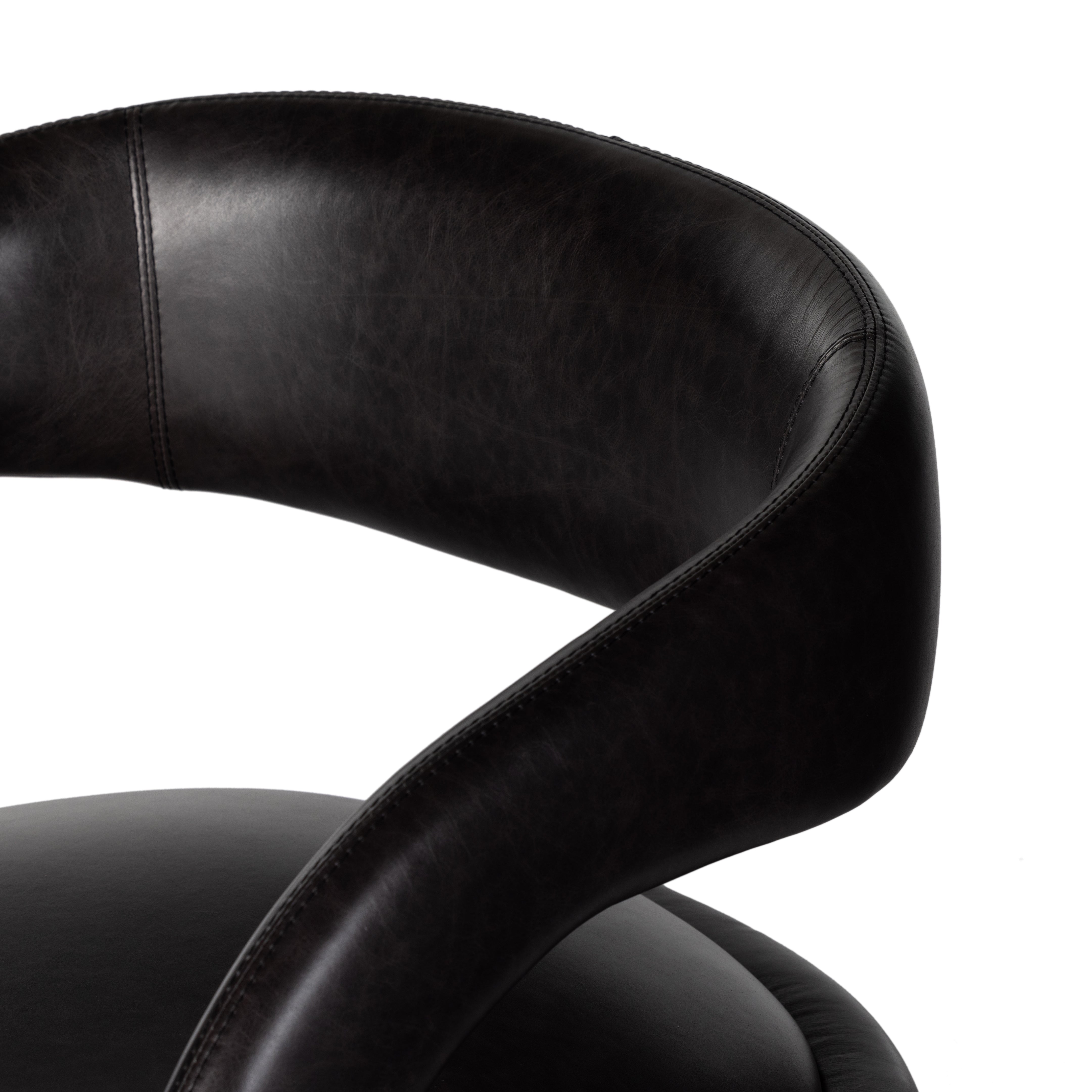 Featuring Hawkins Sonoma Black Swivel Chair by Four Hands at Amethyst Home. This 360-swivel update of the fan-favorite stationary design makes quite the statement. Well curved and finely sculpted, exclusive black top-grain leather makes a uniquely shapely statement in any room.
Overall Dimensions: 26"W x 26"L x 29"HColors: Sonoma ButterscotchMaterials: Top G. Amethyst Home provides interior design, new home construction design consulting, vintage area rugs, and lighting in the Monterey metro area.