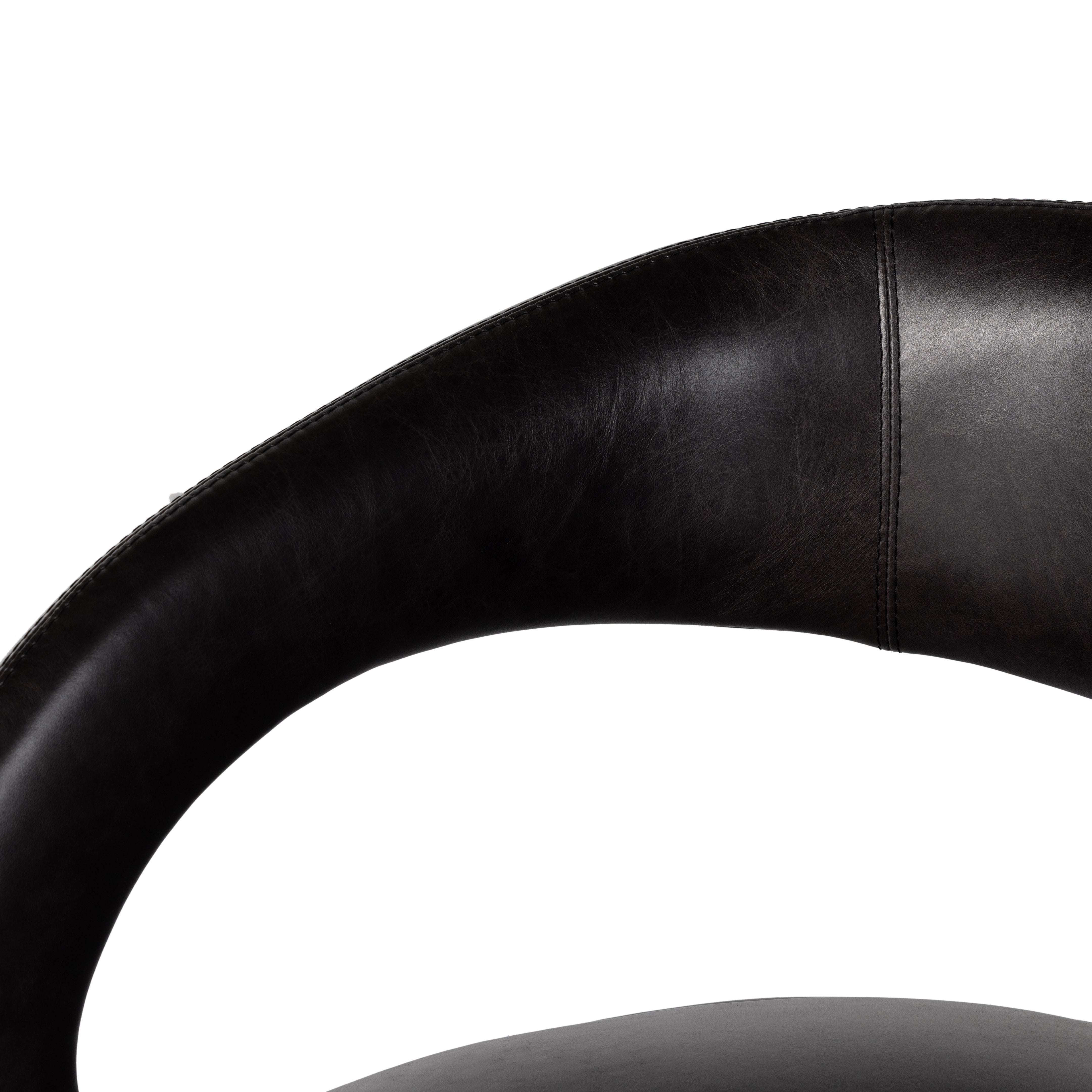 Featuring Hawkins Sonoma Black Swivel Chair by Four Hands at Amethyst Home. This 360-swivel update of the fan-favorite stationary design makes quite the statement. Well curved and finely sculpted, exclusive black top-grain leather makes a uniquely shapely statement in any room.
Overall Dimensions: 26"W x 26"L x 29"HColors: Sonoma ButterscotchMaterials: Top . Amethyst Home provides interior design, new home construction design consulting, vintage area rugs, and lighting in the San Diego metro area.