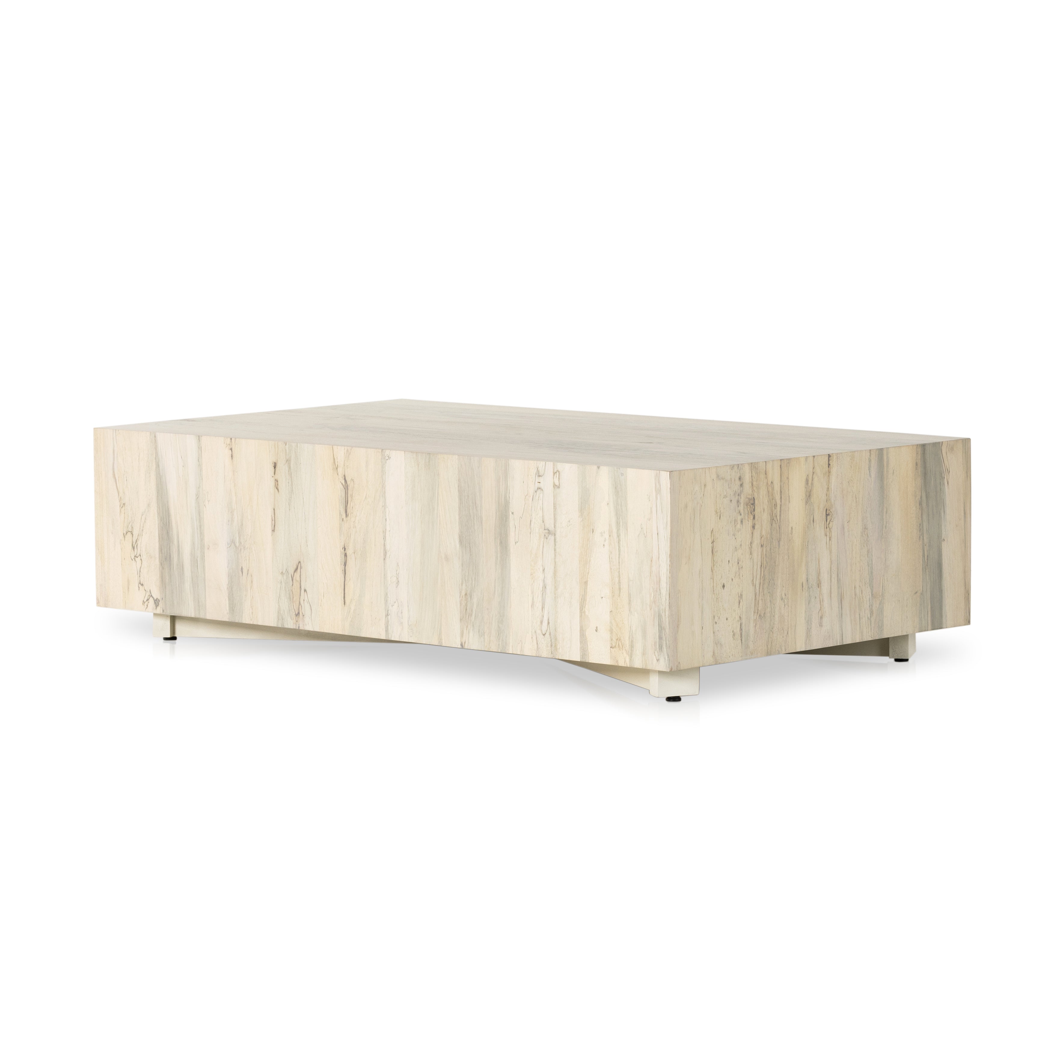 Stunning forces of nature, captured in a coffee table. Spalted primavera wood is hand-shaped into a rectangular silhouette and finished in a white hue. Reflective of woods' natural character, a slight color variance is possible from piece to piece. Amethyst Home provides interior design, new construction, custom furniture, and area rugs in the Austin metro area.