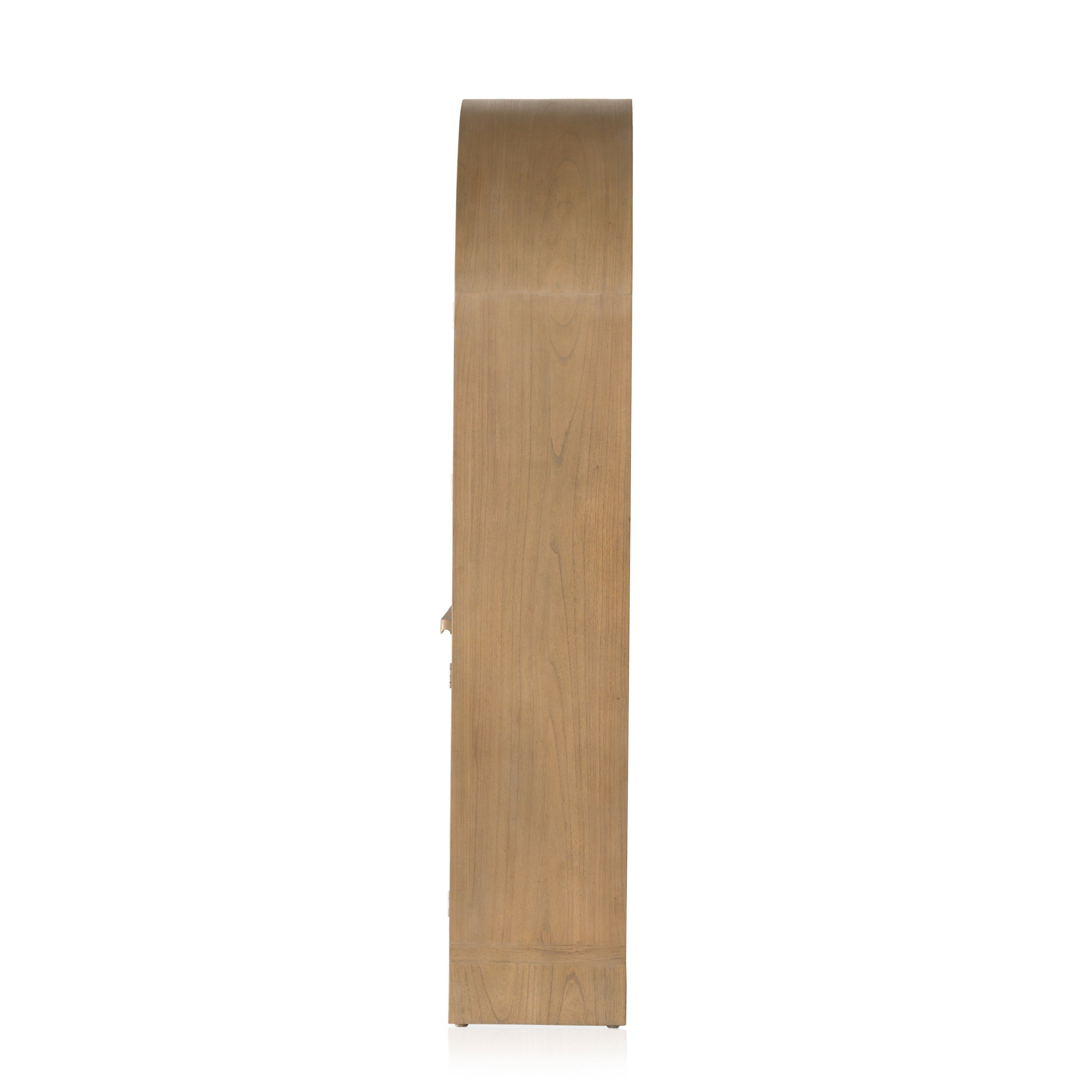 Ilana Burnished Mindi Cabinet forms a dramatic arch this glass-front cabinetry, with woven natural cane backing for a textural finishing touch. Amethyst Home provides interior design services, furniture, rugs, and lighting in the Monterey metro area.