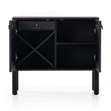 Featuring Isador Black Wash Poplar Bar Cabinet by Four Hands at Amethyst Home. Beautifully simple in spirit. Black-washed solid poplar forms a Parsons-style bar cabinet, with iron and leather hardware for a material-driven update to Shaker-inspired styling. Inside, dual drawers plus generous bottle storage await drink go-tos and bar accessories.Overall Dimensions: 36"W x 19"L x 32"H
. Amethyst Home provides interior design, new construction, custom furniture, and area rugs in the Tampa metro area.