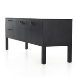 Featuring Isador Black Wash Poplar Media Console by Four Hands at Amethyst Home. Beautifully simple in spirit. Black-washed dry poplar forms a clean-lined media console with faux dovetail joinery plus iron and leather hardware, for a material-driven update to Shaker-inspired styling. Rear cutouts for cord management.Overall Dimensions: 80"W x 19"L x 26"H
Collection: FultonColors: Bl. Amethyst Home provides interior design, new construction, custom furniture, and area rugs in the Dallas metro area.