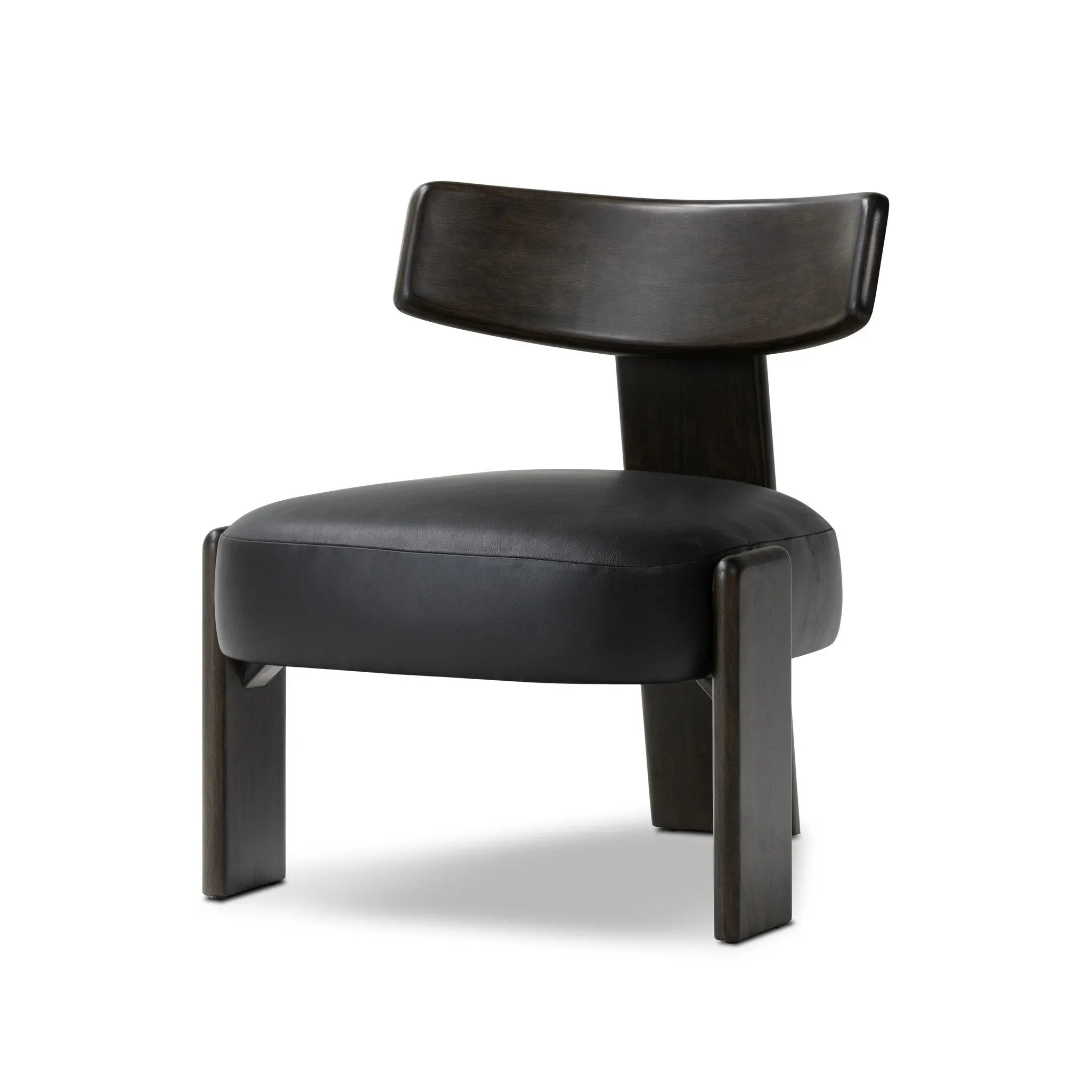 Featuring Issa Carson Black Accent Chair by Four Hands at Amethyst Home. This polished tri-leg chair features a "floating" seat cushion that has been constructed with spring suspension and a seemingly invisible connection to the legs. With a seat of black top-grain leather and a wooden frame, the chair evokes monochromatic chic.
Collection: FarrowColors: Ca. Amethyst Home provides interior design, new home construction design consulting, vintage area rugs, and lighting in the Calabasas metro area.