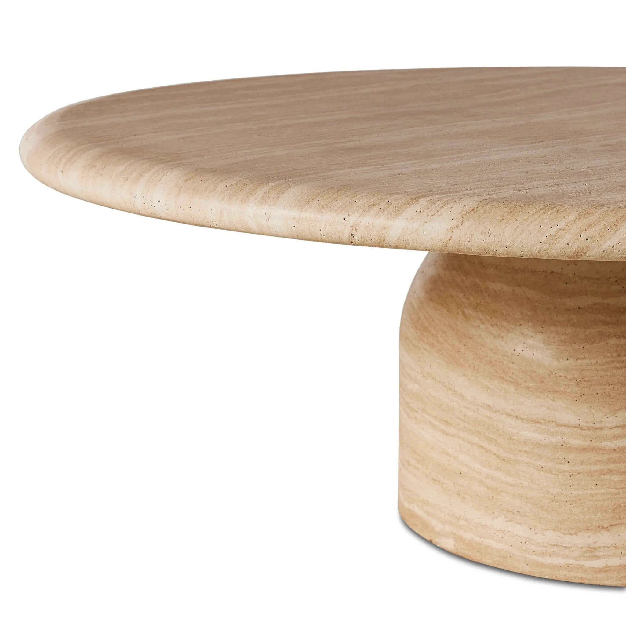 Featuring Janice Sand Striae Coffee Table by Four Hands at Amethyst Home. A beautiful dome-shaped pedestal base supports a rounded tabletop with bullnose edges. Made from cast concrete with a water-transfer finish which resemble natural stone.Collection: ChandlerColors: Sand StriaeMaterials: Concrete Weight: 160.94 lbs. Amethyst Home provides interior design, new home construction design consulting, vintage area rugs, and lighting in the Laguna Beach metro area.