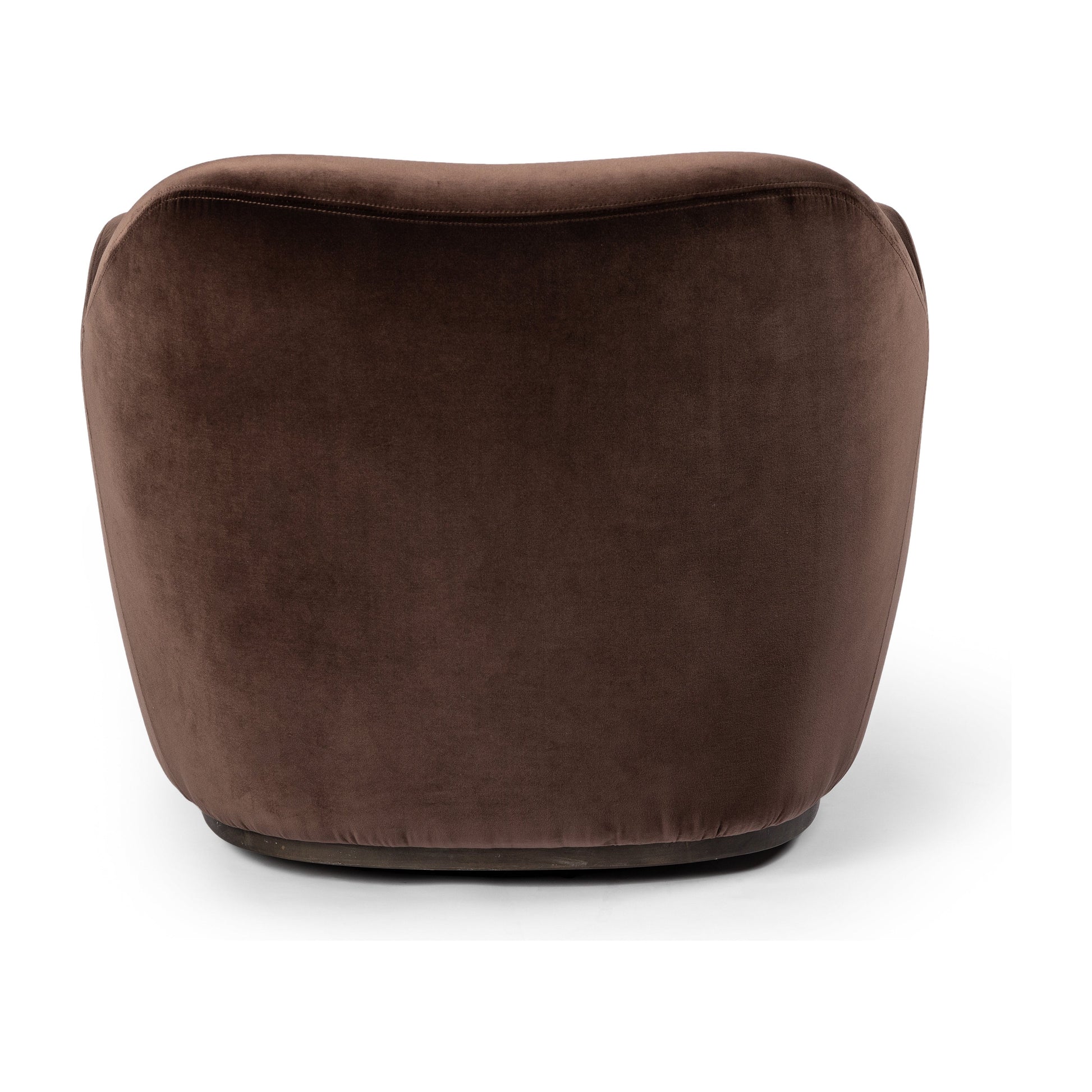 Velvety chocolate-brown upholstery pairs with an S-spring seat and enveloped frame for an inviting look and feel on this 360-degree swivel chair. Amethyst Home provides interior design, new construction, custom furniture, and area rugs in the Houston metro area.