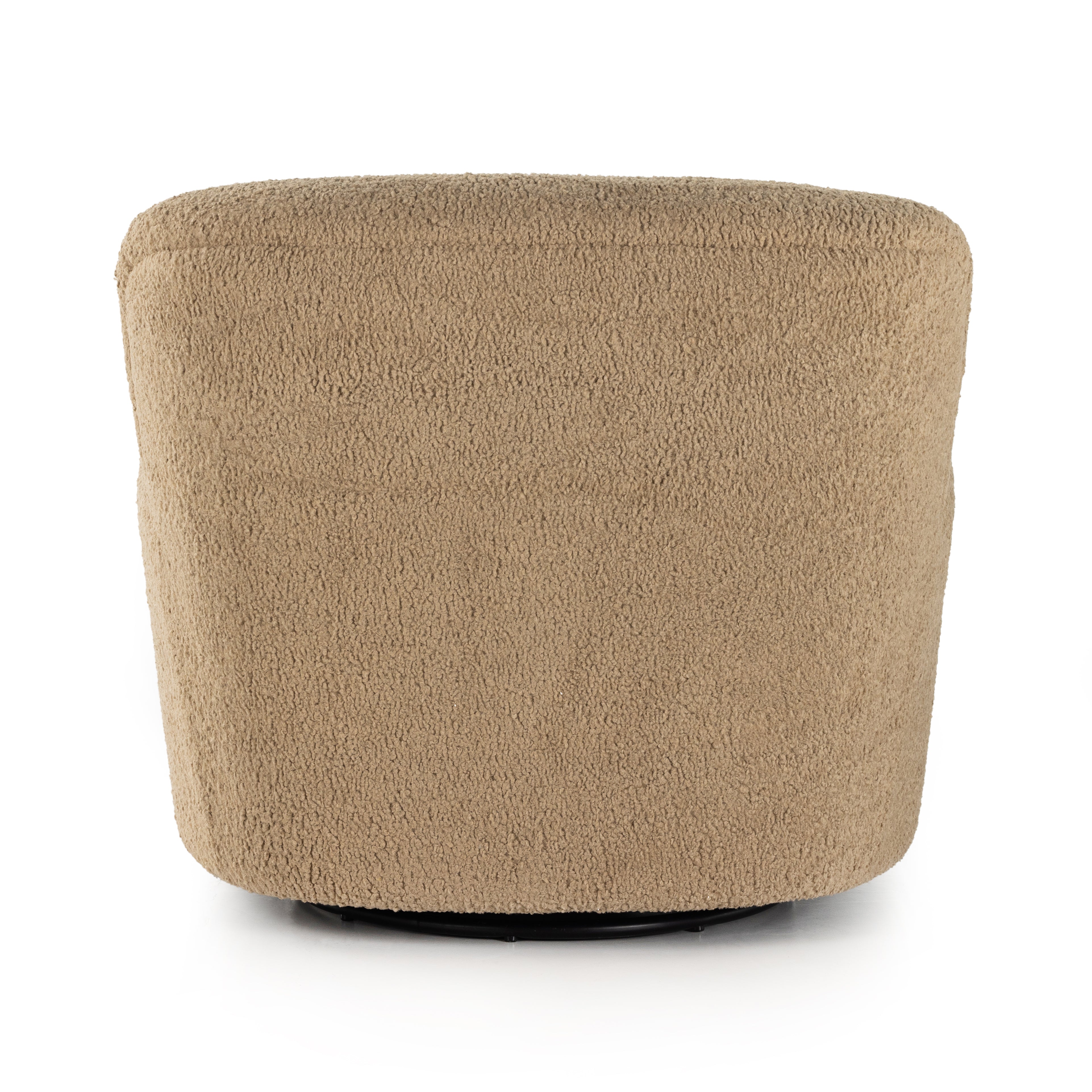 Simply classic. The Kadon Swivel Chair features a high wing back and pairs with softly rolled arms for a curvy look and supportive sit. Camel-colored shearling-upholstered seating tops a 360-degree swivel for total modernity. Amethyst Home provides interior design, new home construction design consulting, vintage area rugs, and lighting in the Des Moines metro area.