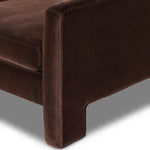 Featuring Katya Surrey Cocoa Sofa by Four Hands at Amethyst Home. Float-style this unique sofa in a room to show off design details like sleek lines and rear cutouts. Designed with S spring construction, foam and fiber seat cushioning and loose feather-blend back cushions. Upholstered in a soft, velvety cotton in a rich chocolate brown.Overall Dimensions: 96.50"W x 39.75"L x 33". Amethyst Home provides interior design, new construction, custom furniture, and area rugs in the Alpharetta metro area.