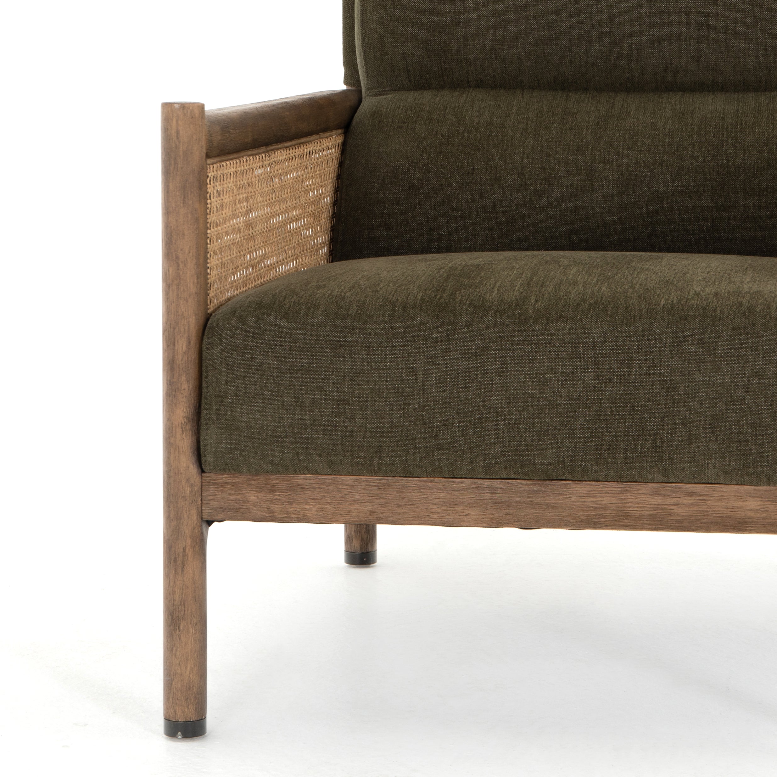 Featuring Kempsey Sutton Olive Chair by Four Hands at Amethyst Home. Craft a Parisian air with French-inspired seating. With a chenille-like texture and earthy olive hue, high performance-upholstered seating is perfectly positioned for comfort, with parawood framing and woven sides of natural cane. Performance fabrics are specially created to withstand spills, stains, high traffic and . Amethyst Home provides interior design, new construction, custom furniture and area rugs in the Omaha metro area