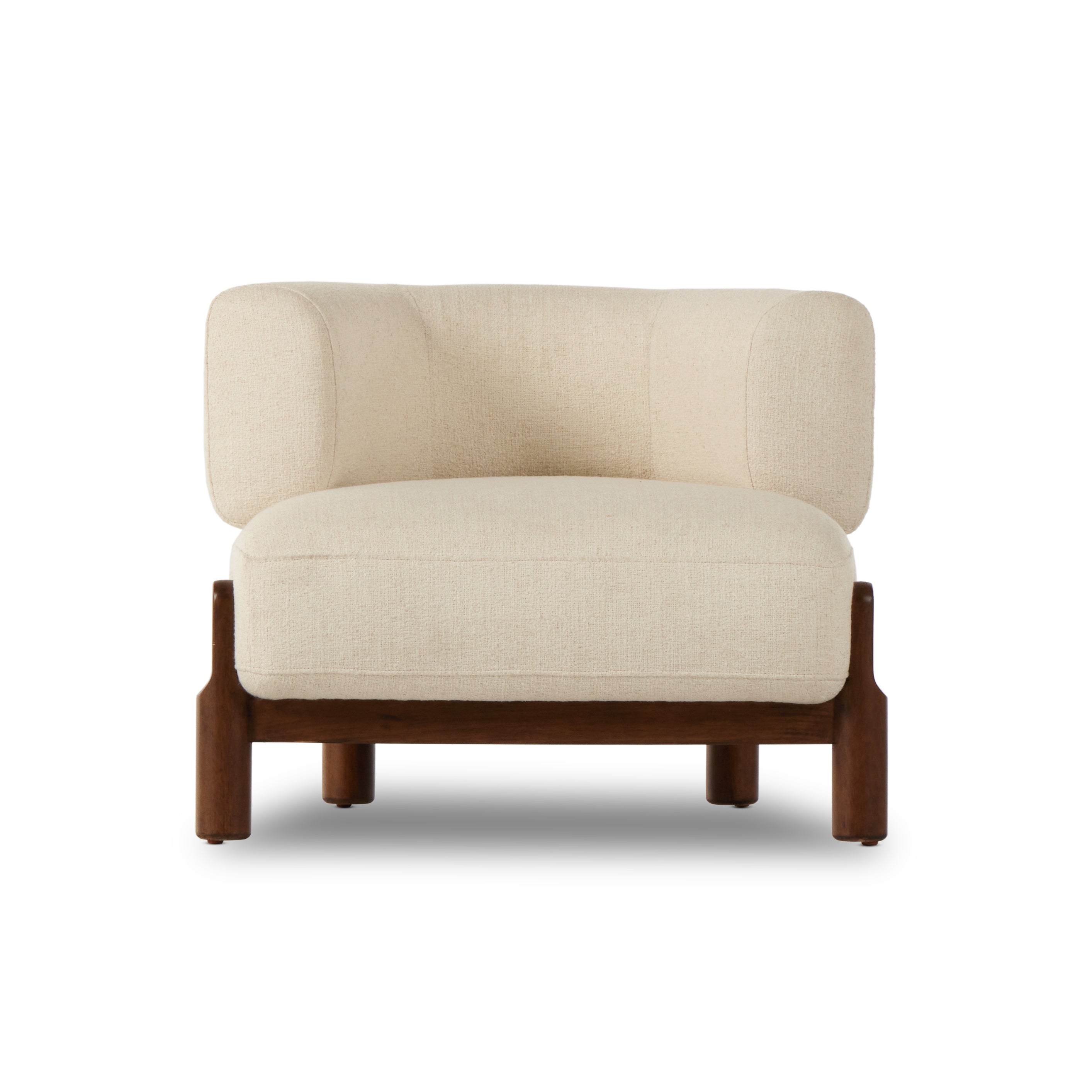 Featuring Kingston Omari Natural Chair by Four Hands at Amethyst Home. Sink in to plush all-encompassing comfort on this wrap-around accent chair. Designed with a thick cushioned back and fixed suspension-style construction for ultimate comfort. Upholstered in a textural performance fabric. Performance fabrics are specially created to withstand spills, stains, high traffic and wear. Amethyst Home provides interior design, new construction, custom furniture, and area rugs in the Houston metro area.