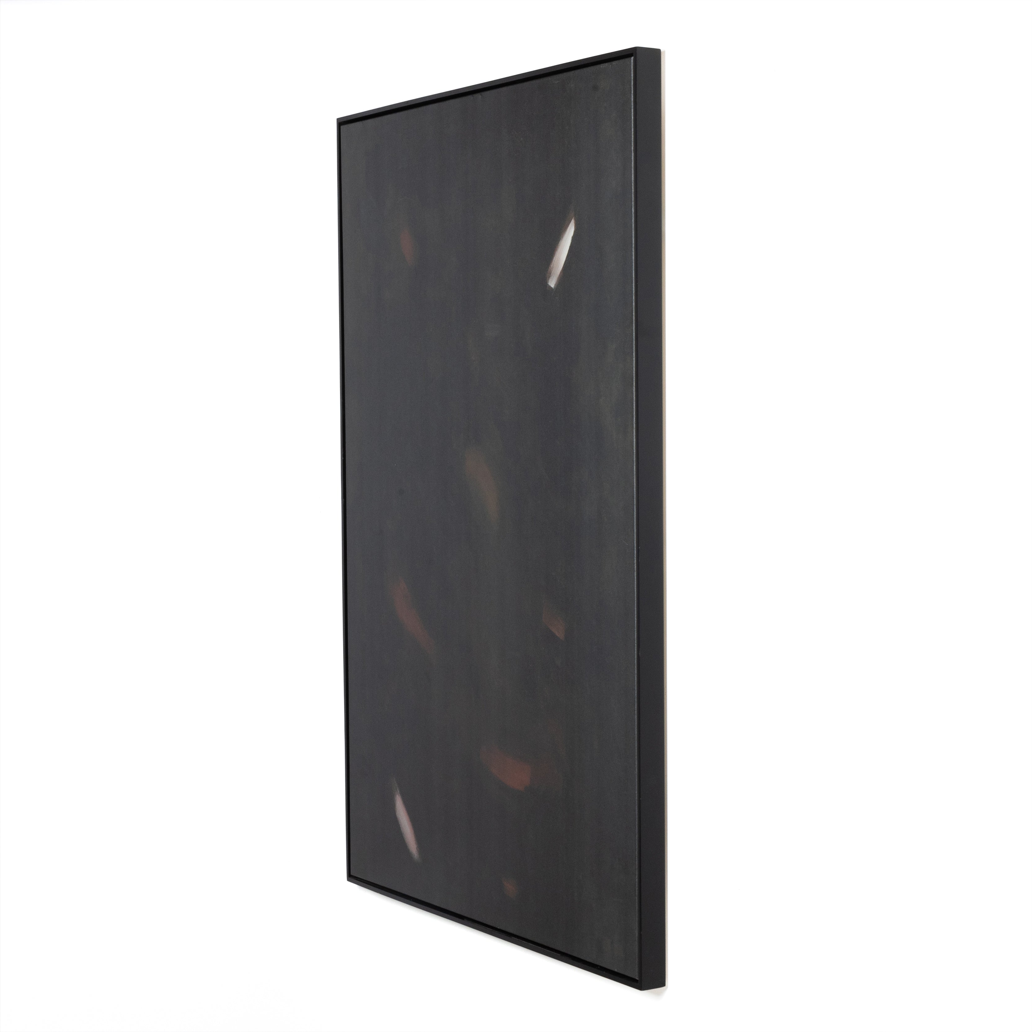 Raised between Ethiopia, Malawi, Togo and South Africa, the now-Austinite's rich upbringing can be sensed in her culture-rich works. A moody canvas is accented with warm swaths of paint. Framed within black maple for a gallery-quality look. Handmade in Austin, Texas. Amethyst Home provides interior design, new home construction design consulting, vintage area rugs, and lighting in the Boston metro area.