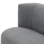 Featuring Krista Knoll Charcoal Dining Bench by Four Hands at Amethyst Home. Style takes shape. Comfortably curved bench seating is upholstered in a chunky charcoal boucle, with water-repellent high-performance fabric for modern sensibility. A plinth-style ash veneer base works casual contrast into the mix. Perfectly sized for a cozy breakfast nook; pair up. Amethyst Home provides interior design, new home construction design consulting, vintage area rugs, and lighting in the Charlotte metro area.
