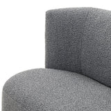 Featuring Krista Knoll Charcoal Dining Bench by Four Hands at Amethyst Home. Style takes shape. Comfortably curved bench seating is upholstered in a chunky charcoal boucle, with water-repellent high-performance fabric for modern sensibility. A plinth-style ash veneer base works casual contrast into the mix. Perfectly sized for a cozy breakfast nook; pair up. Amethyst Home provides interior design, new home construction design consulting, vintage area rugs, and lighting in the Charlotte metro area.