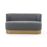 Featuring Krista Knoll Charcoal Dining Bench by Four Hands at Amethyst Home. Style takes shape. Comfortably curved bench seating is upholstered in a chunky charcoal boucle, with water-repellent high-performance fabric for modern sensibility. A plinth-style ash veneer base works casual contrast into the mix. Perfectly sized for a cozy breakfast nook; pair . Amethyst Home provides interior design, new home construction design consulting, vintage area rugs, and lighting in the Kansas City metro area.