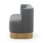 Featuring Krista Knoll Charcoal Dining Bench by Four Hands at Amethyst Home. Style takes shape. Comfortably curved bench seating is upholstered in a chunky charcoal boucle, with water-repellent high-performance fabric for modern sensibility. A plinth-style ash veneer base works casual contrast into the mix. Perfectly sized for a cozy breakfast nook; pair up to . Amethyst Home provides interior design, new home construction design consulting, vintage area rugs, and lighting in the Miami metro area.