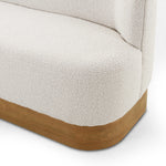 Featuring Krista Knoll Natural Dining Bench by Four Hands at Amethyst Home. Style takes shape. Comfortably curved bench seating is upholstered in a chunky off-white boucle, with water-repellent performance fabric for a modern touch. A plinth-style ash veneer base works casual contrast into the mix. Perfectly sized for a cozy breakfast nook; pair up to . Amethyst Home provides interior design, new home construction design consulting, vintage area rugs, and lighting in the Salt Lake City metro area.