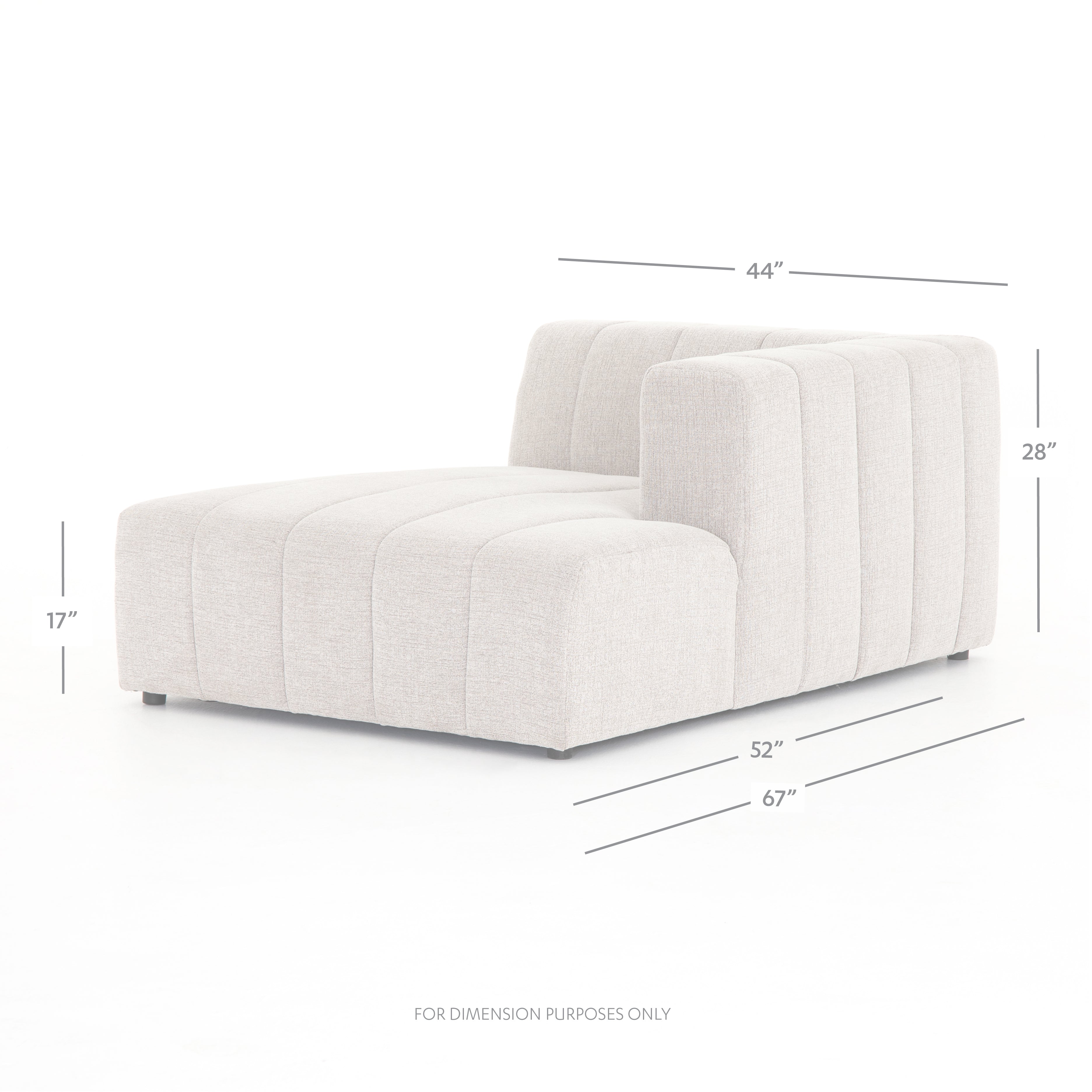 Featuring Langham Napa Sandstone Right Chaise by Four Hands at Amethyst Home. Wide, vertical channels and low styling speaks to modish Italian influence. Sandstone-colored covering and modular components allow for versatility in any space. Right arm facing piece to matching sectional. Performance fabrics are specially created to withstand spills, stains, hi. Amethyst Home provides interior design, new home construction design consulting, vintage area rugs, and lighting in the Charlotte metro area.