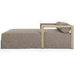 Featuring Laskin Washed Brown Outdoor Daybed by Four Hands at Amethyst Home. A soft, durable slipcover brings a complementary casual and laid-back look to structured framing of FSCA-certified teak. A bolster back cushion offers support and comfort in this outdoor daybed. Made in Italy, this sustainably made fabric is antimicrobial and highly resistant to su. Amethyst Home provides interior design, new home construction design consulting, vintage area rugs, and lighting in the Charlotte metro area.
