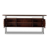 Featuring Lauren  Desk by Four Hands at Amethyst Home. This mid-century inspired lawyer's desk offers heavy-duty storage with two-sided cabinetry. A floating top and simple iron legs keeps the look light and modern. Solid acacia casing with reclaimed peroba wood door and drawer fronts. This piece is designed in collaboration with Thomas Bina. Four Handsâ€™ partnership with the renow. Amethyst Home provides interior design, new construction, custom furniture, and area rugs in the Boston metro area.