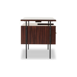 Featuring Lauren  Desk by Four Hands at Amethyst Home. This mid-century inspired lawyer's desk offers heavy-duty storage with two-sided cabinetry. A floating top and simple iron legs keeps the look light and modern. Solid acacia casing with reclaimed peroba wood door and drawer fronts. This piece is designed in collaboration with Thomas Bina. Four Handsâ€™ partnership with the re. Amethyst Home provides interior design, new construction, custom furniture, and area rugs in the Nashville metro area.